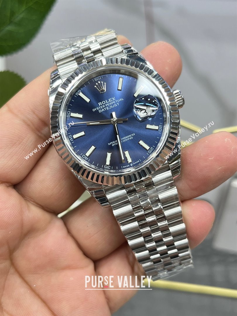 Rolex Datejust Watch 41mm Silver/Blue 2024 Top Quality (KN-24072513)