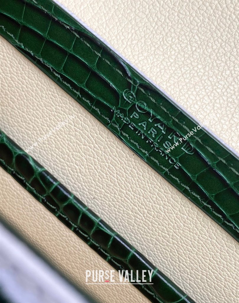 Goyard Saigon Mini Top Handle Bag in Embroidery and Crocodile Embossed Leather Green 2024 020173 (ZHANG-240920093)