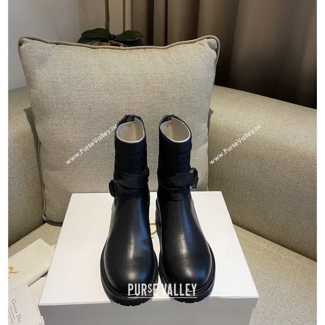 Dior D-Major Ankle Boots in Technical Fabric and Calfskin All Black 2021 (MD-21081032)