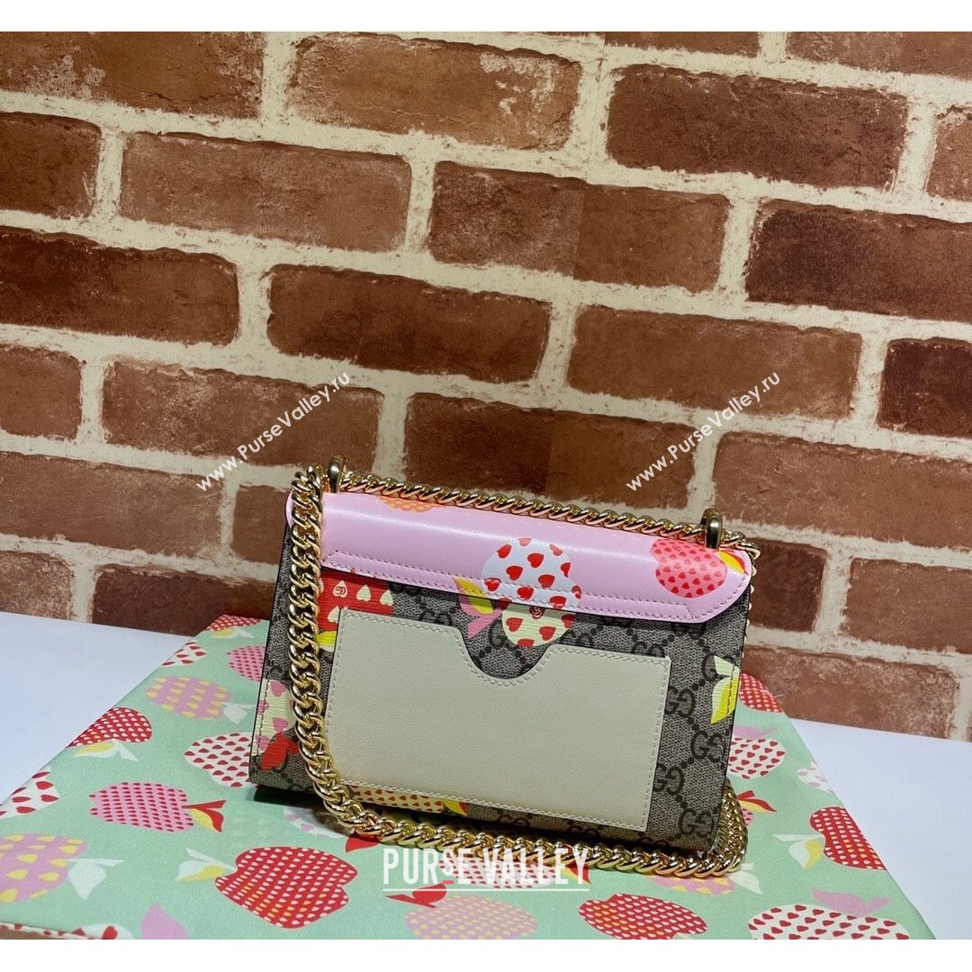 Gucci Les Pommes Padlock Small Shoulder Bag 409487 Beige/Pink 2021 (DLH-21090314)