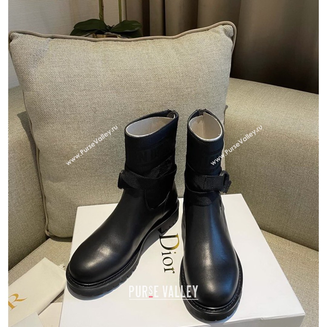 Dior D-Major Ankle Boots in Technical Fabric and Calfskin All Black 2021 (MD-21081032)