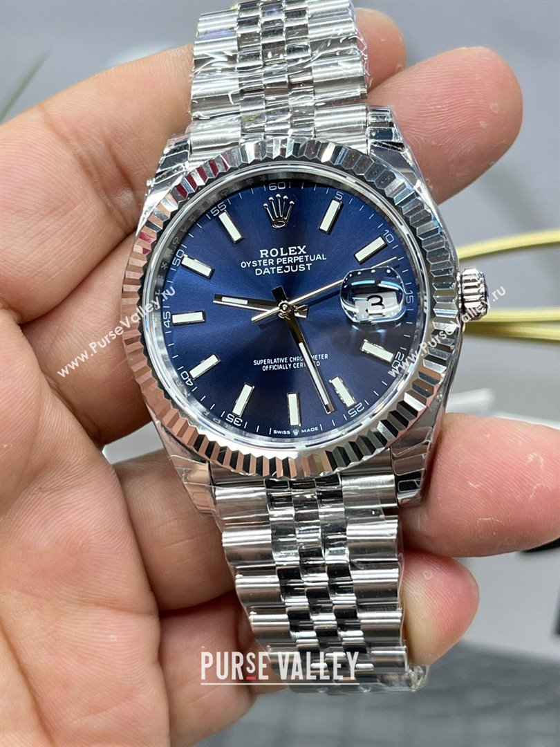 Rolex Datejust Watch 41mm Silver/Blue 2024 Top Quality (KN-24072513)