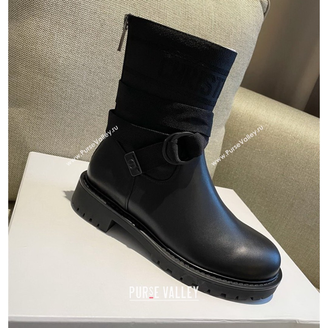 Dior D-Major Ankle Boots in Technical Fabric and Calfskin All Black 2021 (MD-21081032)