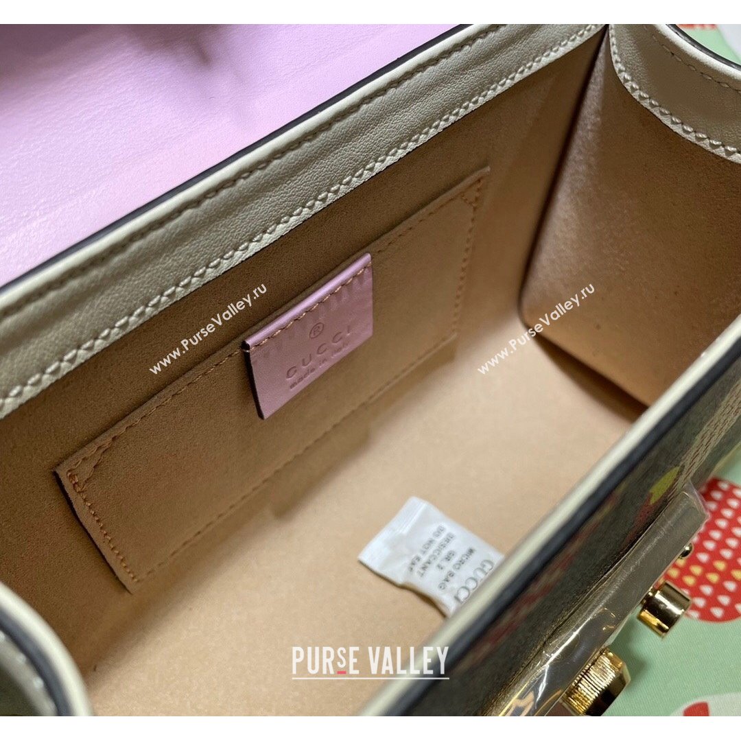 Gucci Les Pommes Padlock Small Shoulder Bag 409487 Beige/Pink 2021 (DLH-21090314)