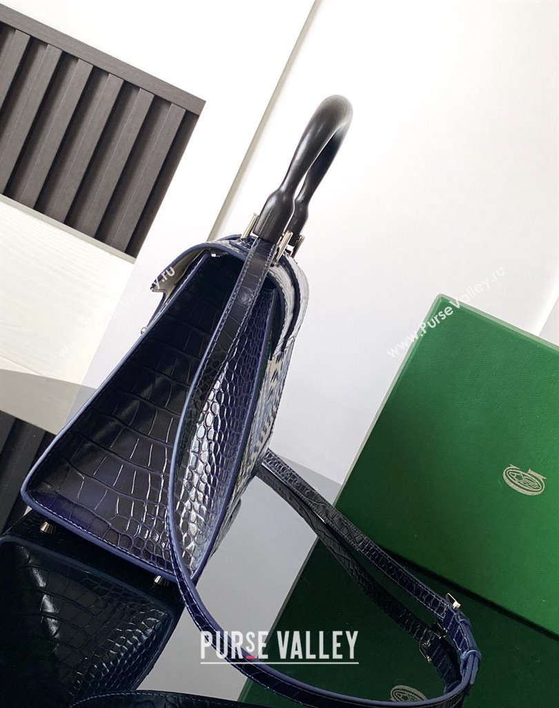 Goyard Saigon PM Top Handle Bag in Embroidery and Crocodile Embossed Leather Navy Blue 2024 020186 (ZHANG-240920094)