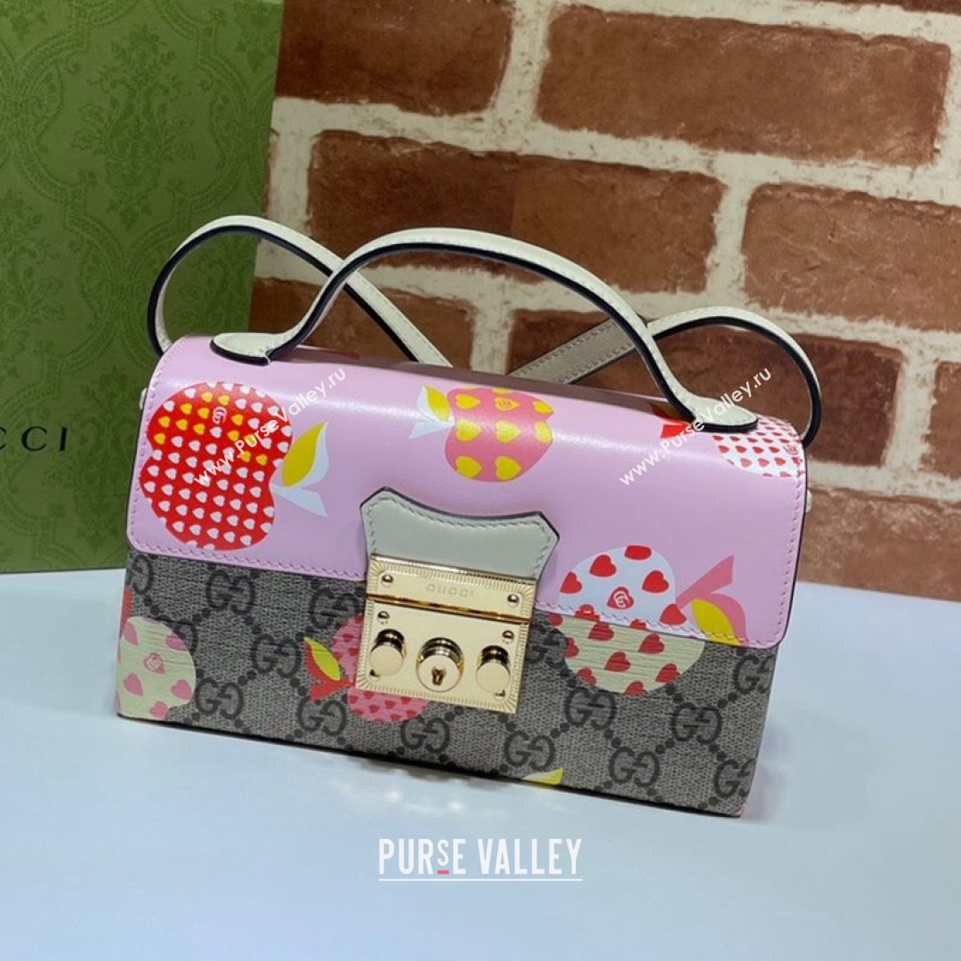 Gucci Les Pommes Padlock Mini Bag 652683 Beige/Pink 2021 (DLH-21090315)