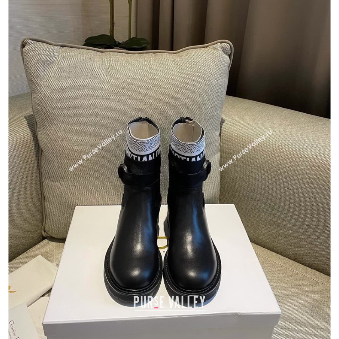 Dior D-Major Ankle Boots in Technical Fabric and Calfskin Black/White 2021 (MD-21081030)