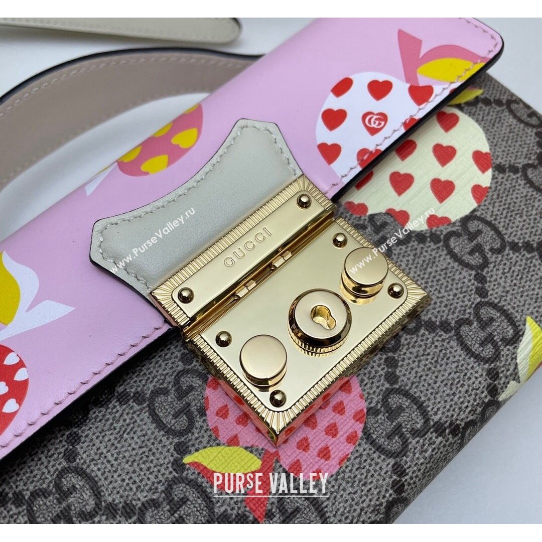 Gucci Les Pommes Padlock Mini Bag 652683 Beige/Pink 2021 (DLH-21090315)
