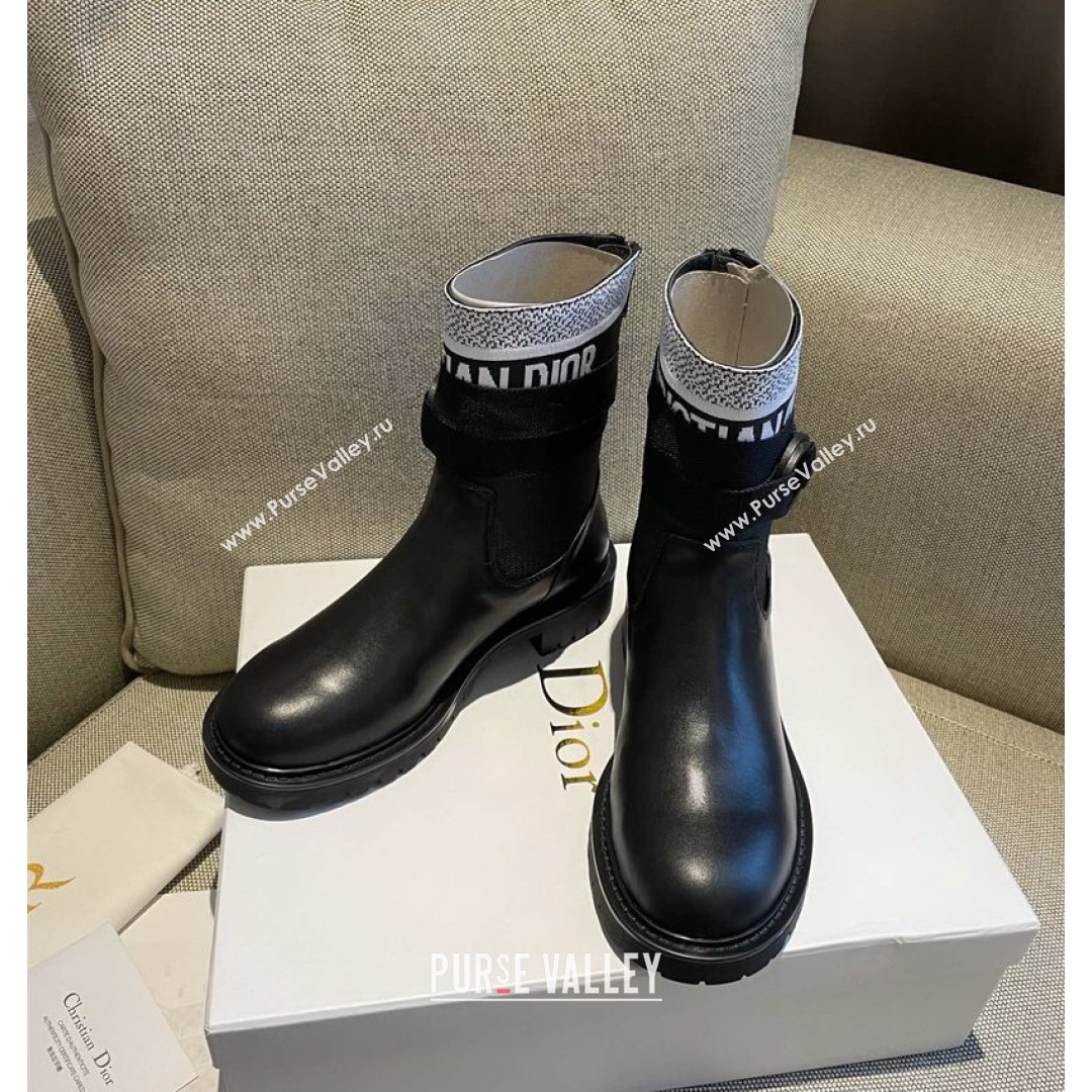 Dior D-Major Ankle Boots in Technical Fabric and Calfskin Black/White 2021 (MD-21081030)