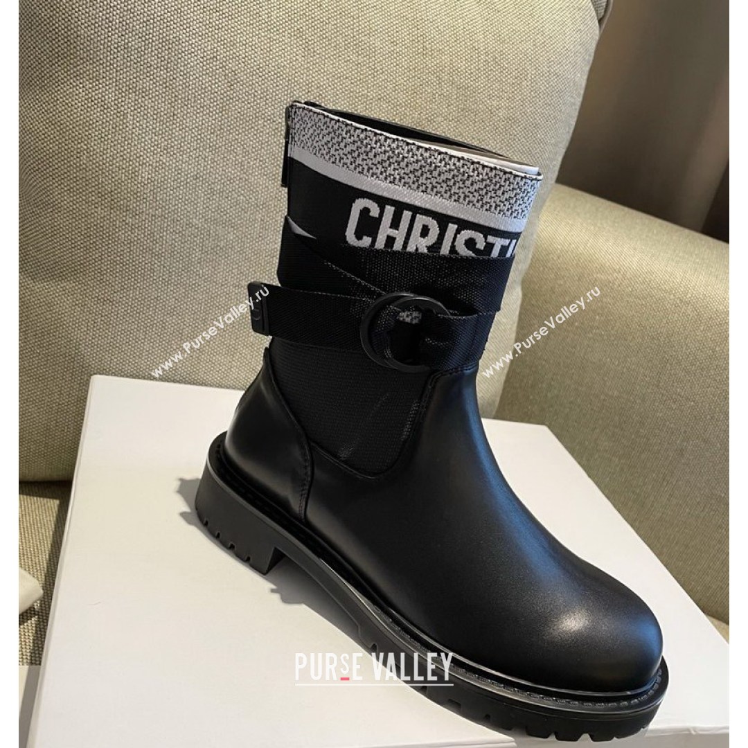 Dior D-Major Ankle Boots in Technical Fabric and Calfskin Black/White 2021 (MD-21081030)