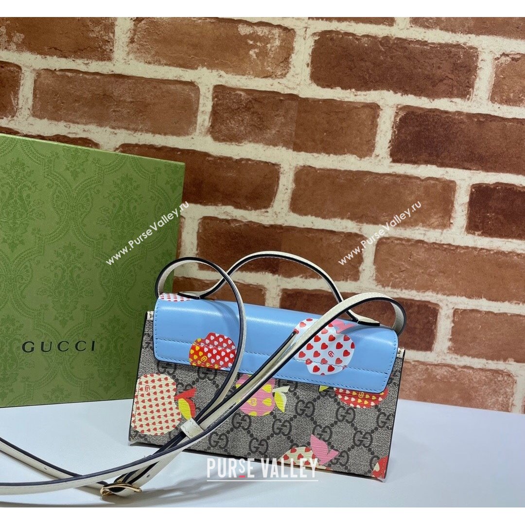 Gucci Les Pommes Padlock Mini Bag 652683 Beige/Blue 2021 (DLH-21090316)