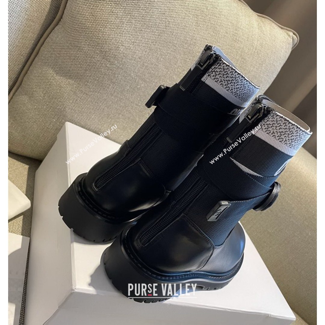 Dior D-Major Ankle Boots in Technical Fabric and Calfskin Black/White 2021 (MD-21081030)