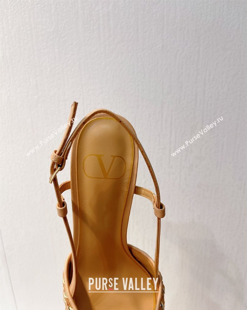 Valentino VLogo Slingback Pumps 7.5cm in Woven Calfskin with Crystals Beige 2023 VT102701 (MD-231027034)