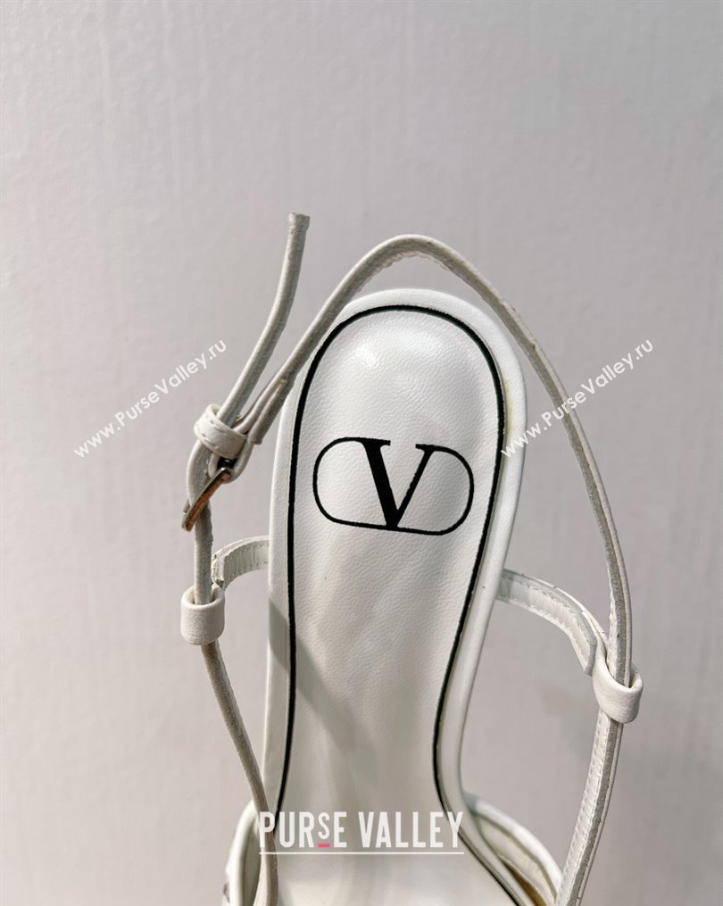 Valentino VLogo Slingback Pumps 7.5cm in Woven Calfskin with Crystals White 2023 VT102701 (MD-231027035)