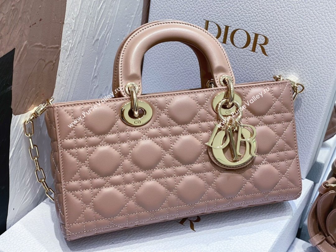 Dior Lady D-Joy Medium Bag in Cannage Lambskin Dusty Pink 2025 M9250 (XXG-250806058)