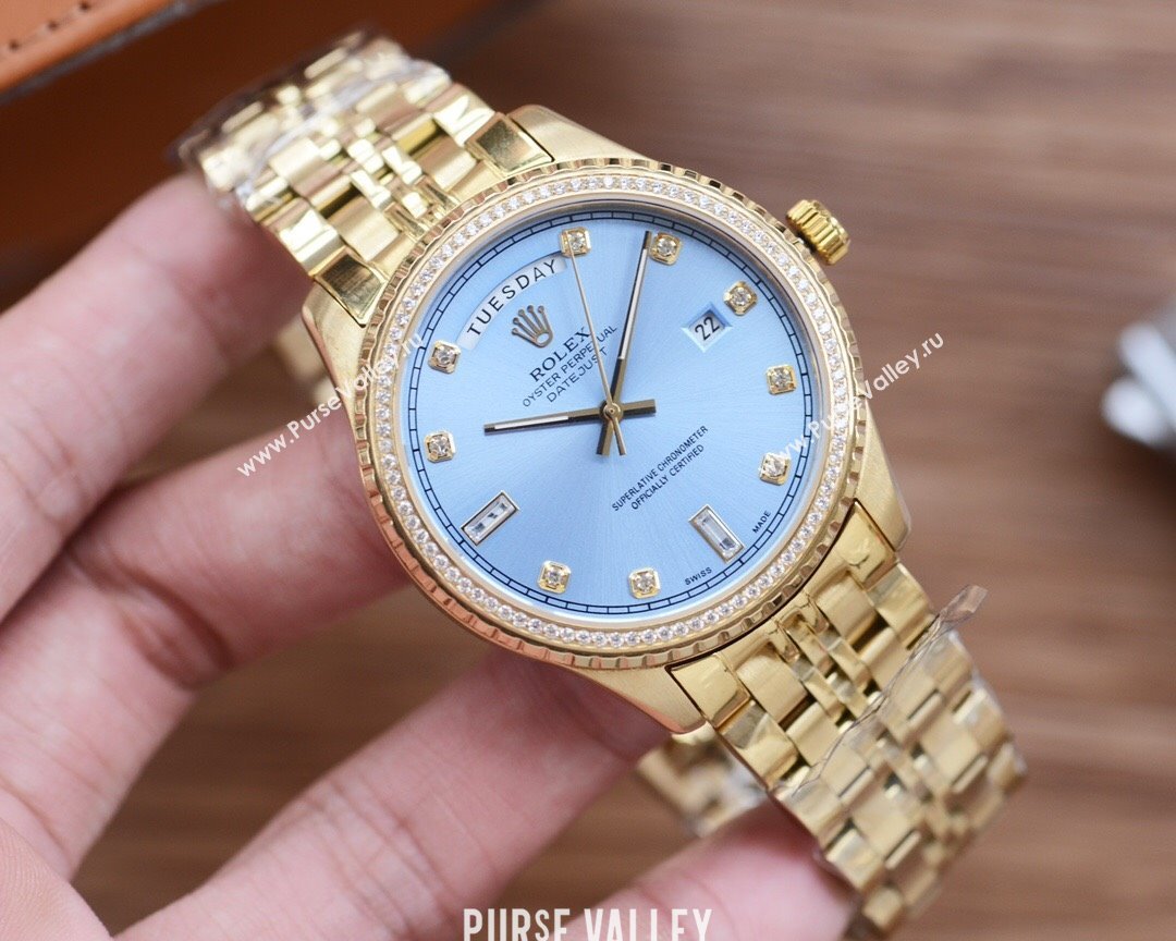 Rolex Crystals Watch 41mm Gold/Blue 2024 (XZ-24072520)