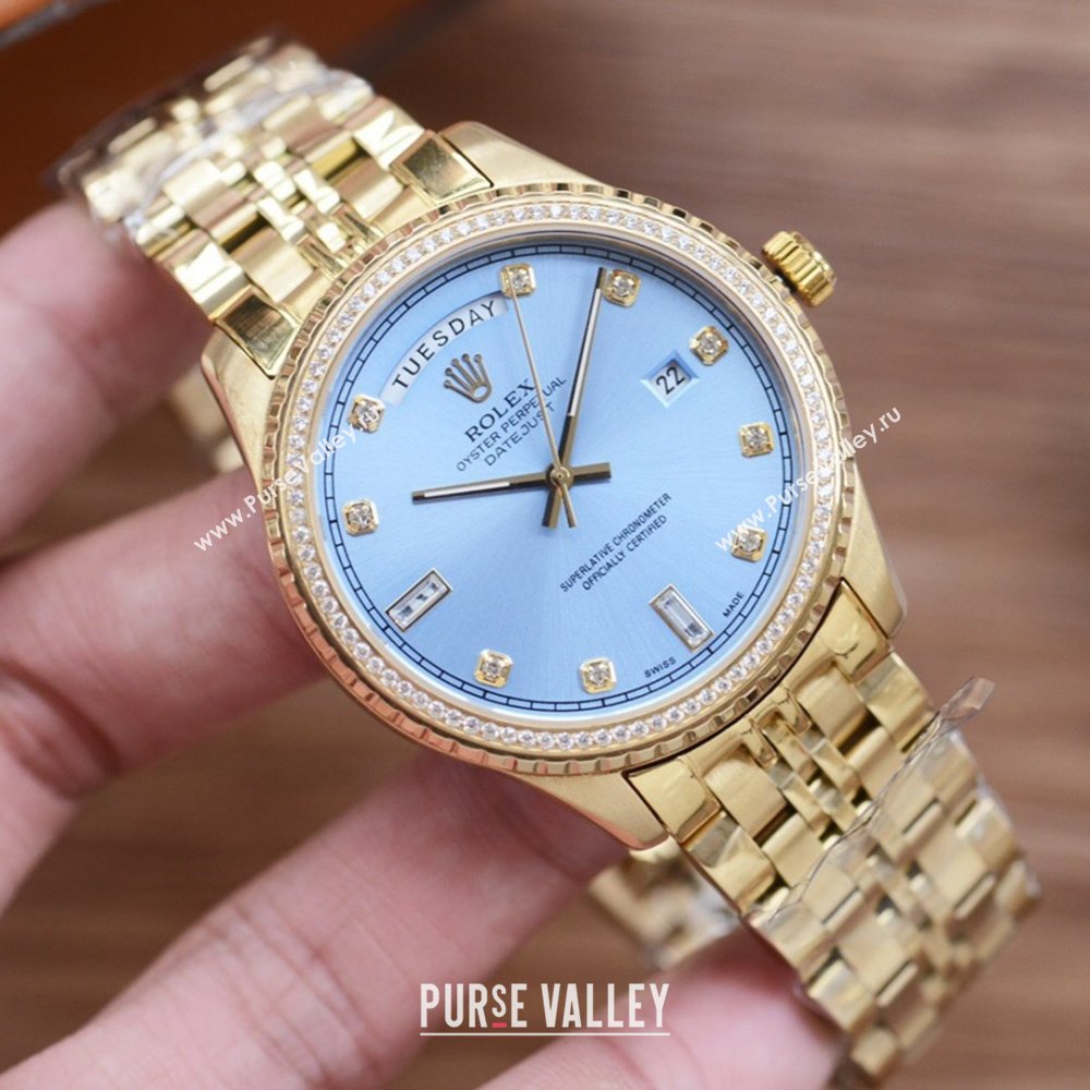 Rolex Crystals Watch 41mm Gold/Blue 2024 (XZ-24072520)