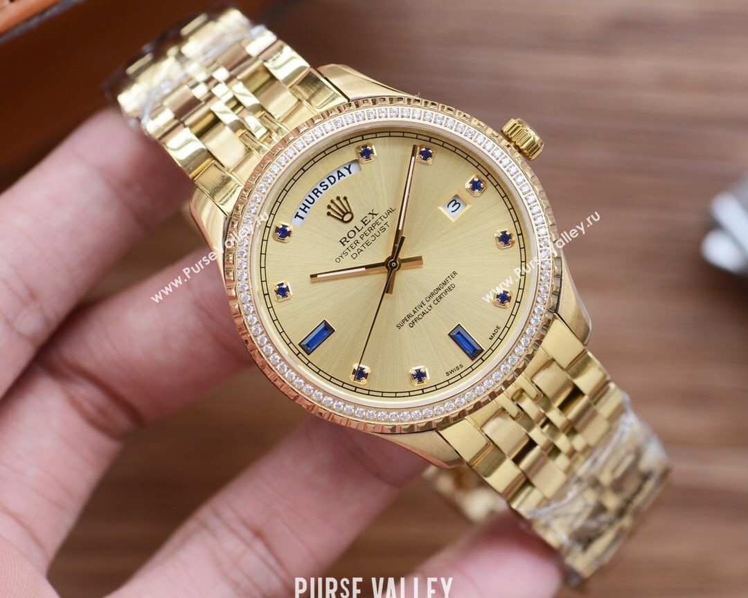 Rolex Crystals Watch 41mm Gold/Gold 2024 (XZ-24072522)