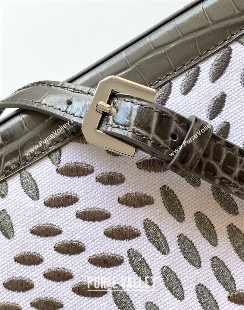 Goyard Saigon PM Top Handle Bag in Embroidery and Crocodile Embossed Leather Grey 2024 020186 (ZHANG-240920096)