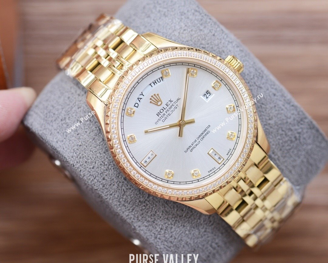 Rolex Crystals Watch 41mm Gold/White 2024 (XZ-24072421)