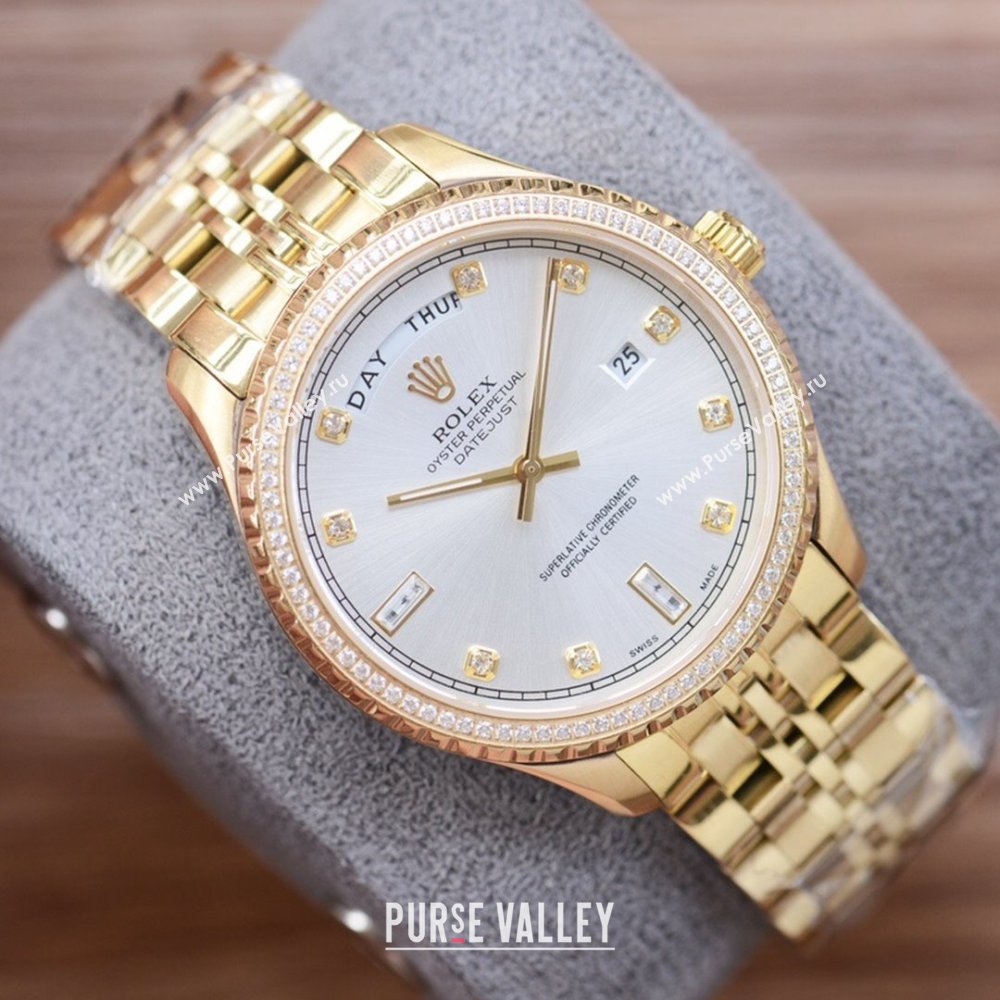 Rolex Crystals Watch 41mm Gold/White 2024 (XZ-24072421)