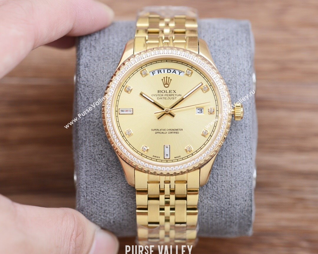 Rolex Crystals Watch 41mm Gold/Gold 02 2024 (XZ-24072524)