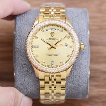 Rolex Crystals Watch 41mm Gold/Gold 02 2024 (XZ-24072524)