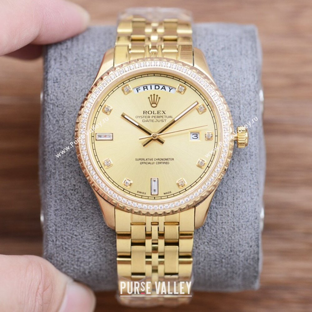 Rolex Crystals Watch 41mm Gold/Gold 02 2024 (XZ-24072524)