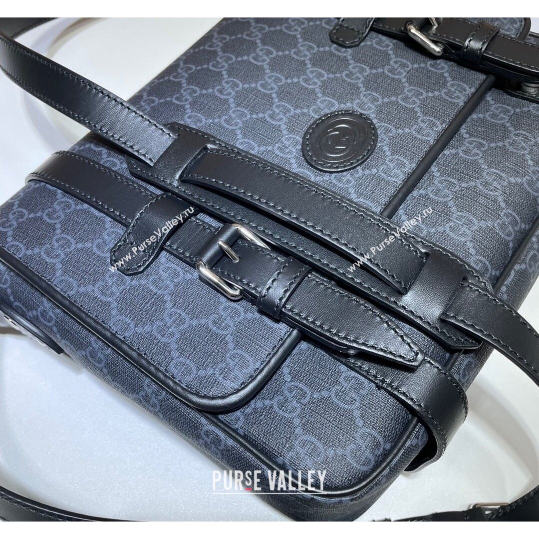Gucci Mens GG Canvas Messenger Bag 658542 Black 2021 (DLH-21090228)