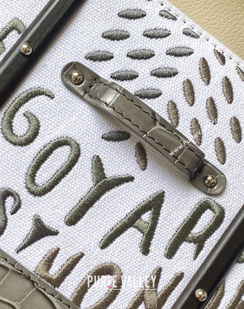 Goyard Saigon Mini Top Handle Bag in Embroidery and Crocodile Embossed Leather Grey 2024 020173 (ZHANG-240920097)