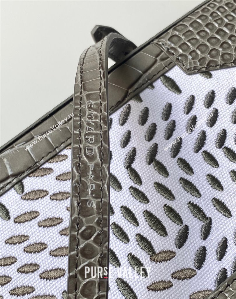 Goyard Saigon Mini Top Handle Bag in Embroidery and Crocodile Embossed Leather Grey 2024 020173 (ZHANG-240920097)