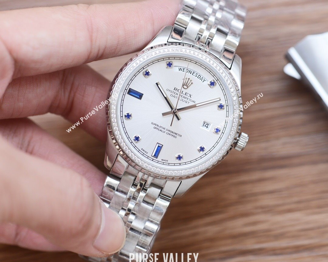 Rolex Crystals Watch 41mm Silver/White 07 2024 (XZ-24072530)