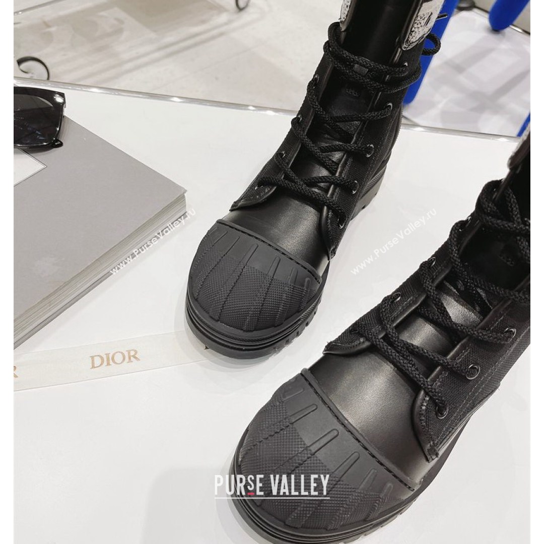 Dior D-Major Ankle Boots 4.5cm in Fabric and Calfskin Black/White 2021 (MD-21081033)