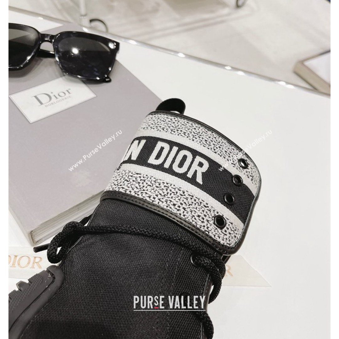 Dior D-Major Ankle Boots 4.5cm in Fabric and Calfskin Black/White 2021 (MD-21081033)