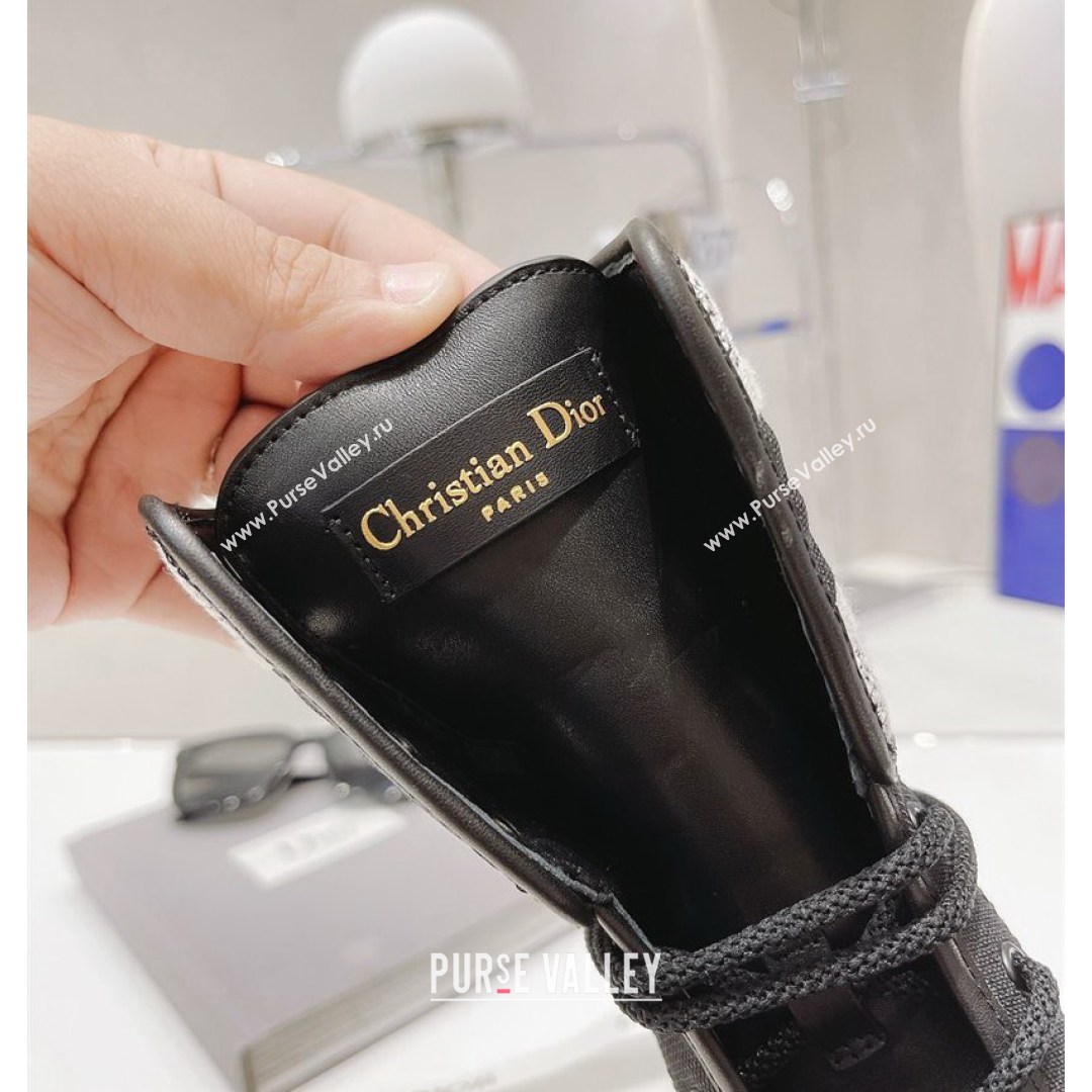 Dior D-Major Ankle Boots 4.5cm in Fabric and Calfskin Black/White 2021 (MD-21081033)