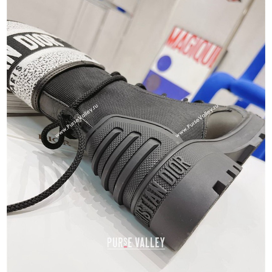 Dior D-Major Ankle Boots 4.5cm in Fabric and Calfskin Black/White 2021 (MD-21081033)