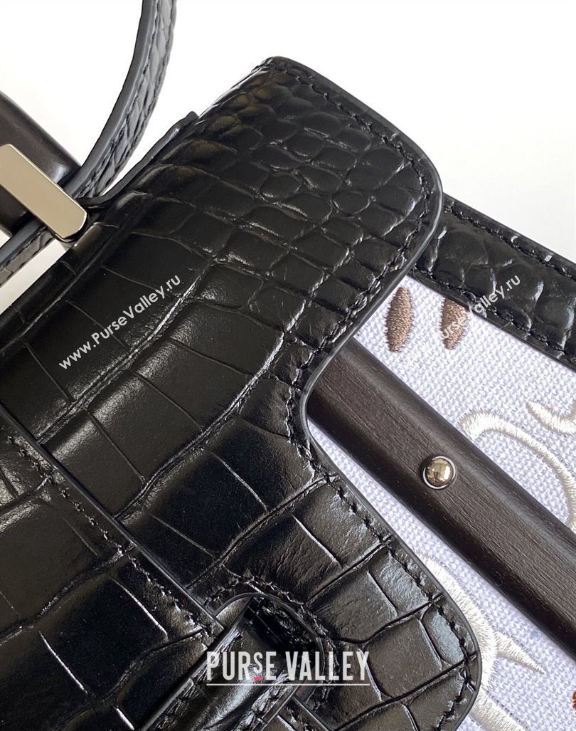 Goyard Saigon PM Top Handle Bag in Embroidery and Crocodile Embossed Leather Black 2024 020186 (ZHANG-240920098)