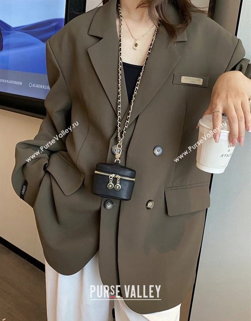 Chanel AirPods Case in Grained Leather Black 2025 0618 (99-250618013)