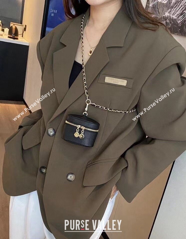 Chanel AirPods Case in Grained Leather Black 2025 0618 (99-250618013)