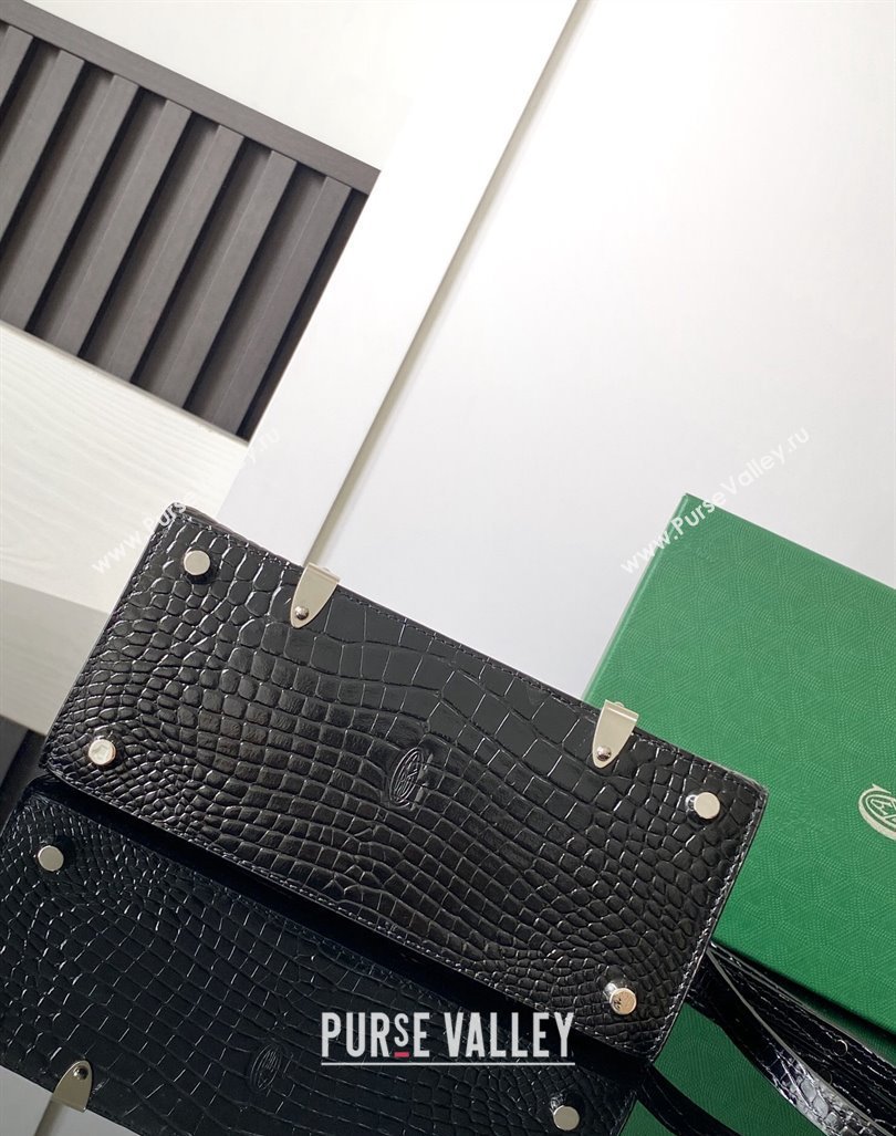 Goyard Saigon Mini Top Handle Bag in Embroidery and Crocodile Embossed Leather Black 2024 020173 (ZHANG-240920099)