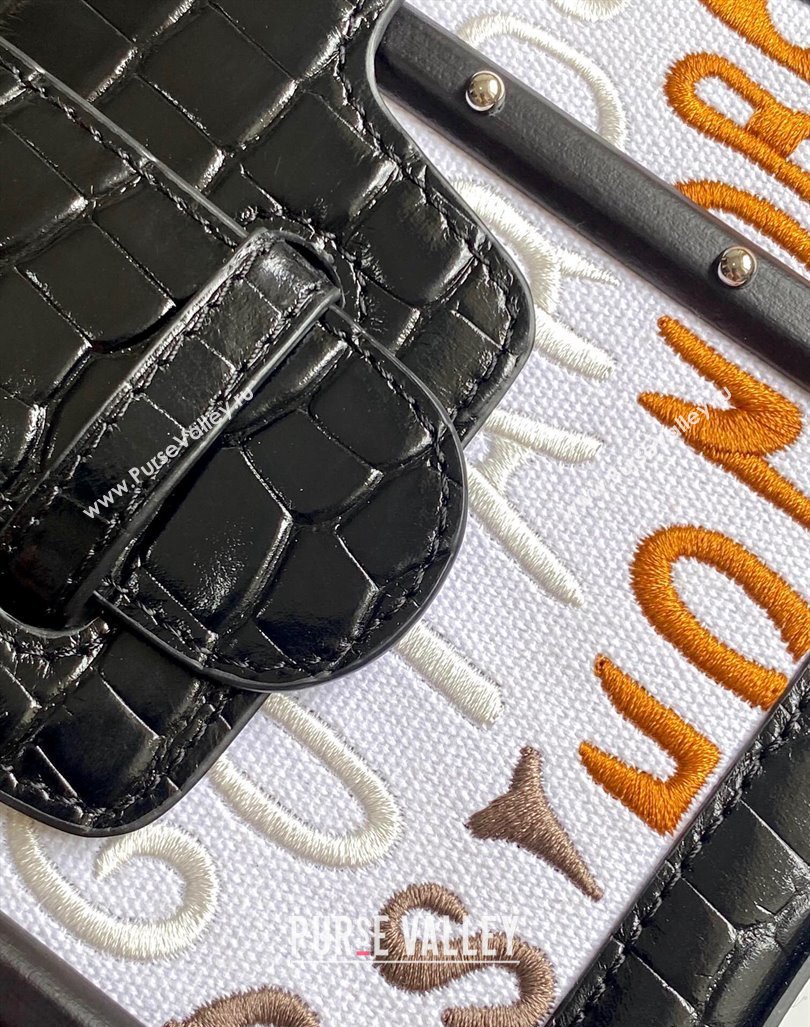 Goyard Saigon Mini Top Handle Bag in Embroidery and Crocodile Embossed Leather Black 2024 020173 (ZHANG-240920099)