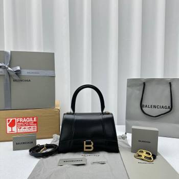 Balenciaga Hourglass Mini Top Handle Bag in Smooth Calfskin 92940 Black/Gold 2024 (NM-24091410)