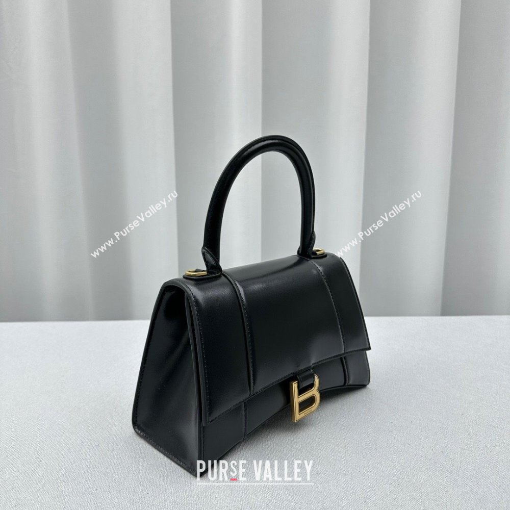 Balenciaga Hourglass Mini Top Handle Bag in Smooth Calfskin 92940 Black/Gold 2024 (NM-24091410)