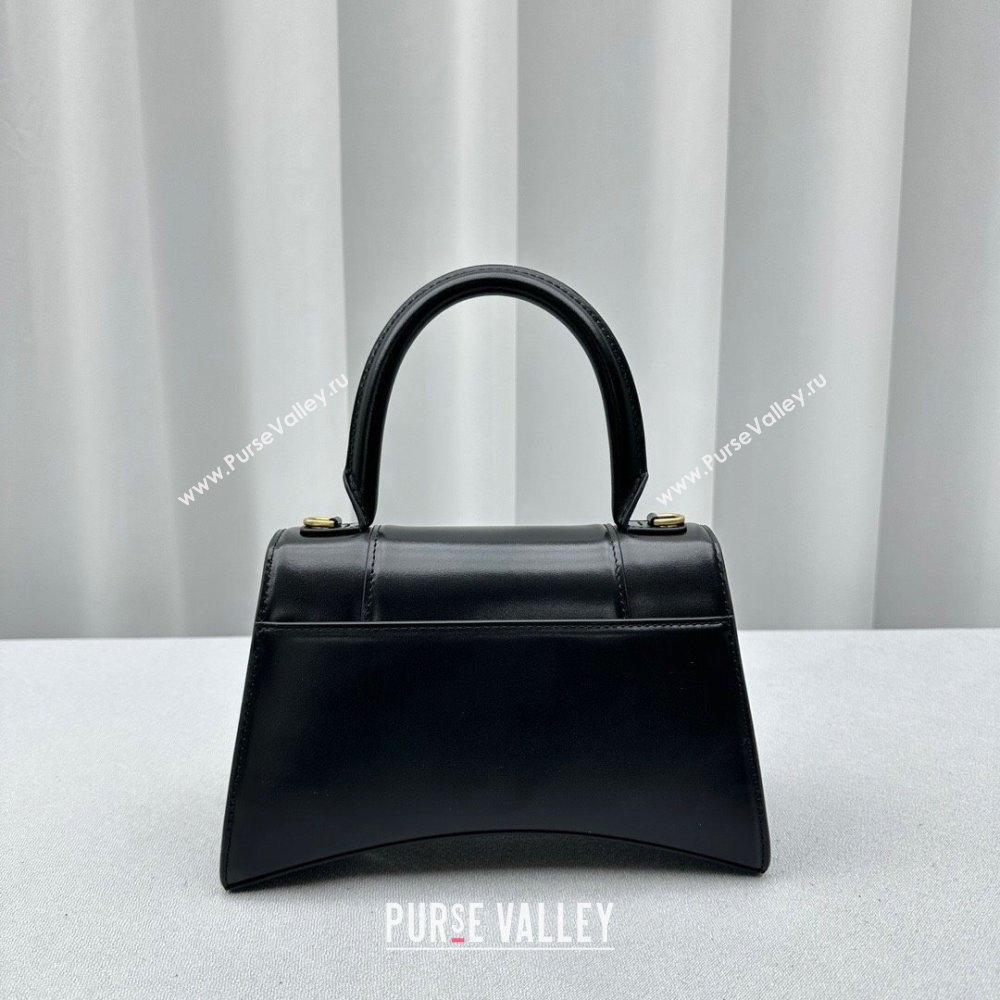 Balenciaga Hourglass Mini Top Handle Bag in Smooth Calfskin 92940 Black/Gold 2024 (NM-24091410)