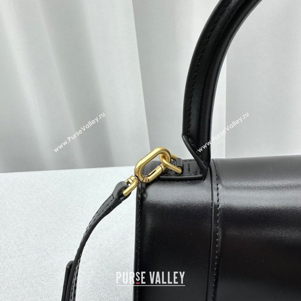 Balenciaga Hourglass Mini Top Handle Bag in Smooth Calfskin 92940 Black/Gold 2024 (NM-24091410)