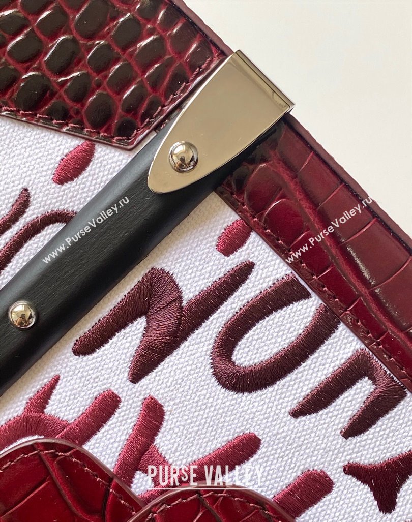 Goyard Saigon PM Top Handle Bag in Embroidery and Crocodile Embossed Leather Burgundy 2024 020186 (ZHANG-240920100)