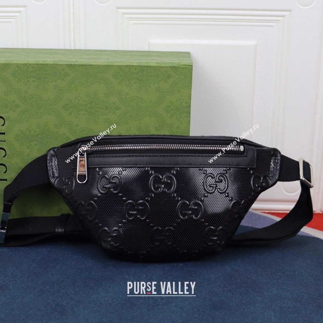 Gucci GG Embossed Belt Bag 658582 Black 2021 (DLH-21090324)