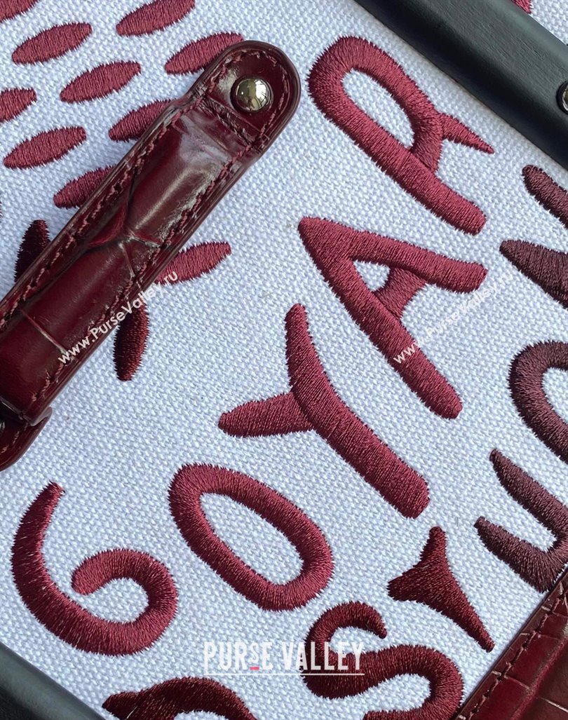 Goyard Saigon PM Top Handle Bag in Embroidery and Crocodile Embossed Leather Burgundy 2024 020186 (ZHANG-240920100)