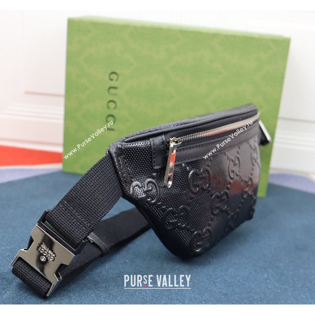 Gucci GG Embossed Belt Bag 658582 Black 2021 (DLH-21090324)