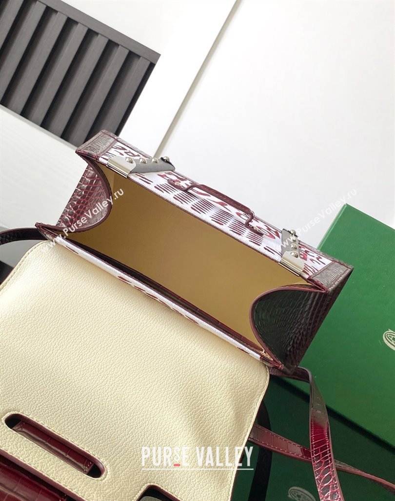 Goyard Saigon PM Top Handle Bag in Embroidery and Crocodile Embossed Leather Burgundy 2024 020186 (ZHANG-240920100)